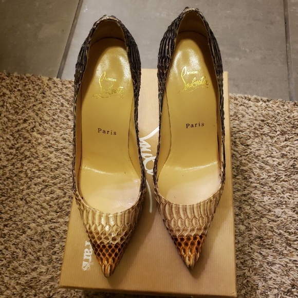 Christian Louboutin / Decollete Snake Décolleté 100 Point Toe Pumps 37 - Picture 4 of 9